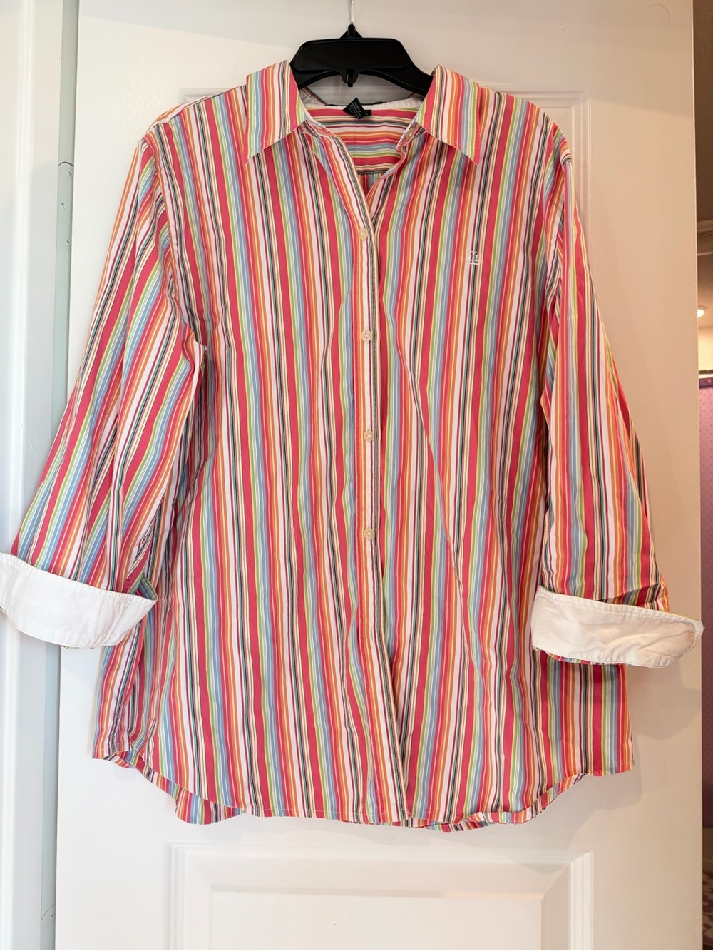 Vintage 90s Lauren Ralph Lauren XL Rainbow Striped Button Down Shirt